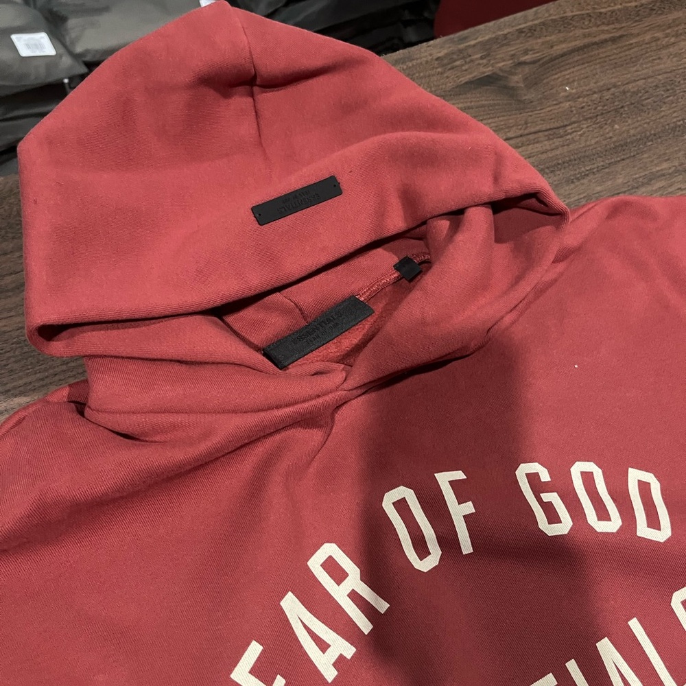 Fear of God Essentials Red Hoodie - Picture 3 of 6